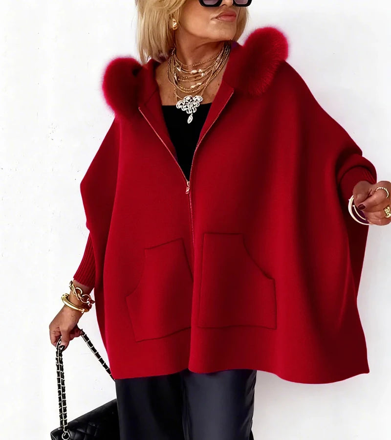 Capella | Cappotto casual da donna con collo in pelliccia