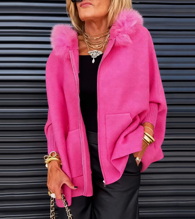 Capella | Cappotto casual da donna con collo in pelliccia