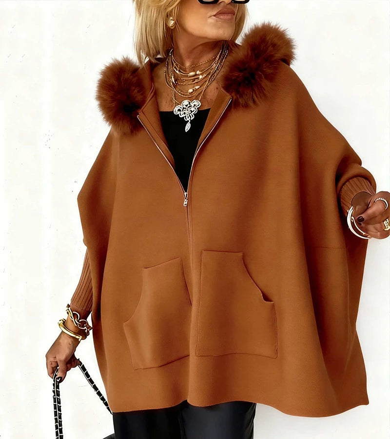 Capella | Cappotto casual da donna con collo in pelliccia
