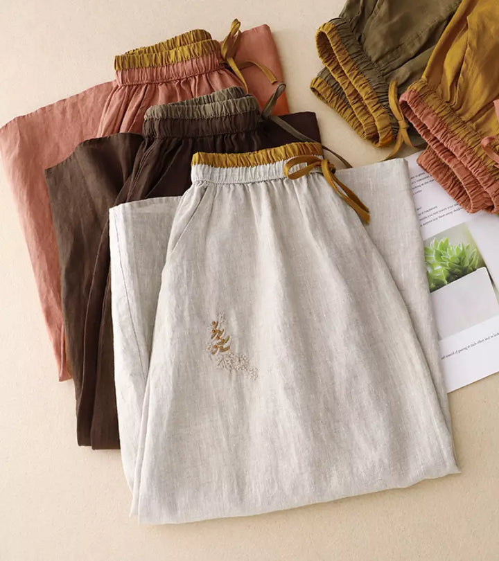 RICA | GONNA LUNGA IN LINO E COTONE CON DETTAGLI ARTIGIANALI