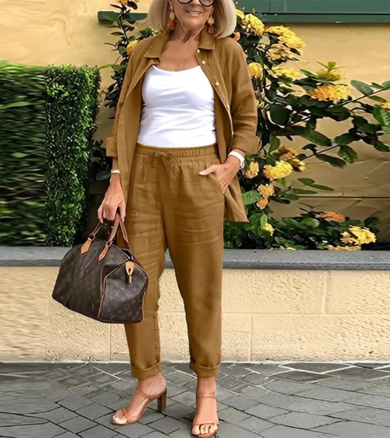 MARTINA | Completo camicia e pantaloni in lino-cotone