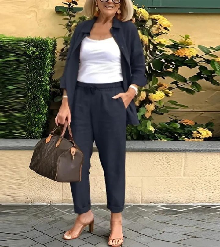 MARTINA | Completo camicia e pantaloni in lino-cotone