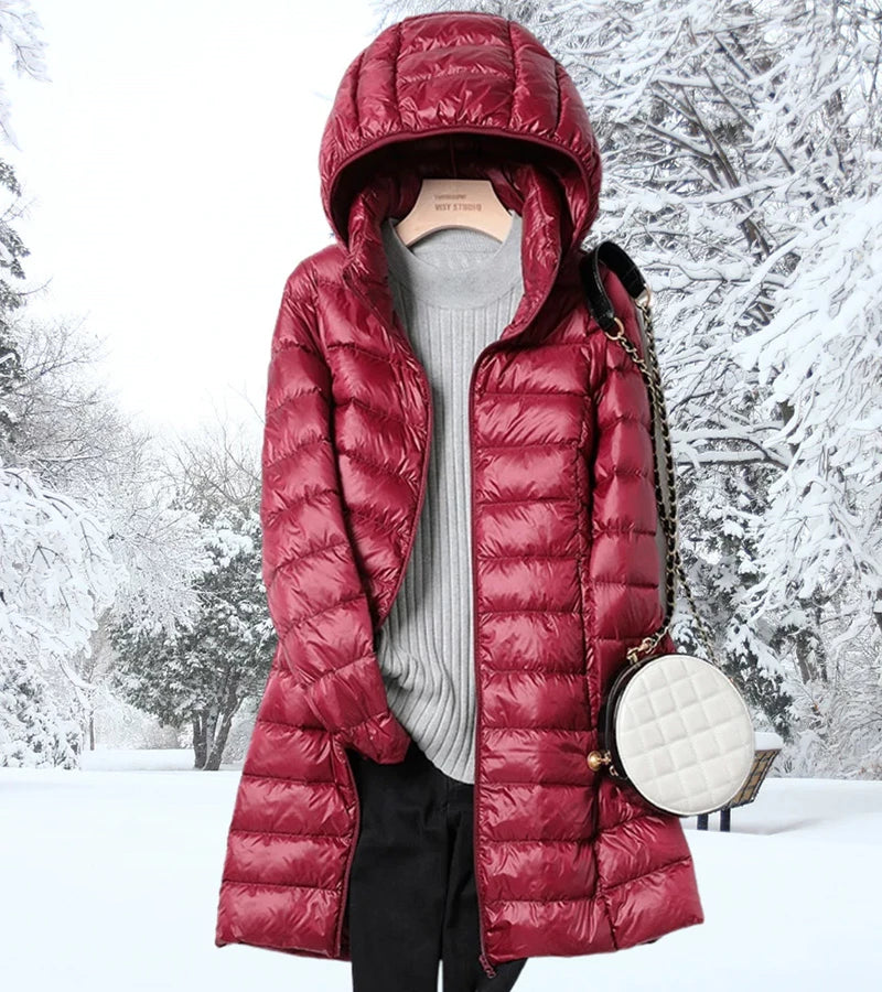 Fatiha™ | Piumino lungo ultraleggero con cappuccio