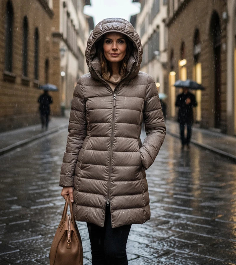 Fatiha™ | Piumino lungo ultraleggero con cappuccio