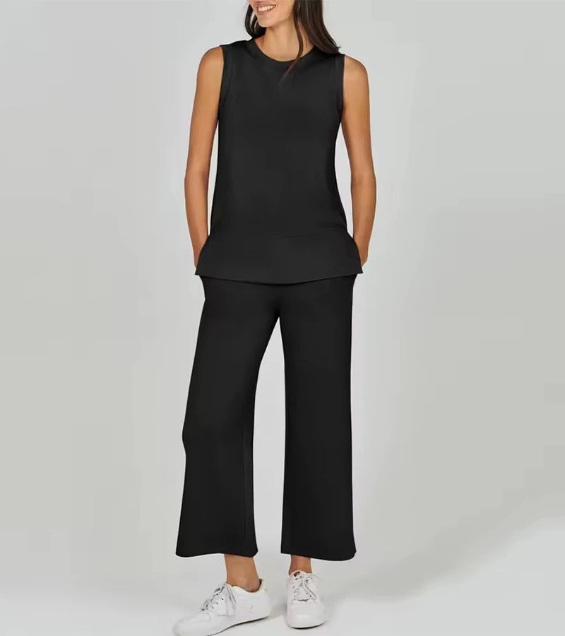 Luna | Completo due pezzi casual senza maniche con scollo rotondo