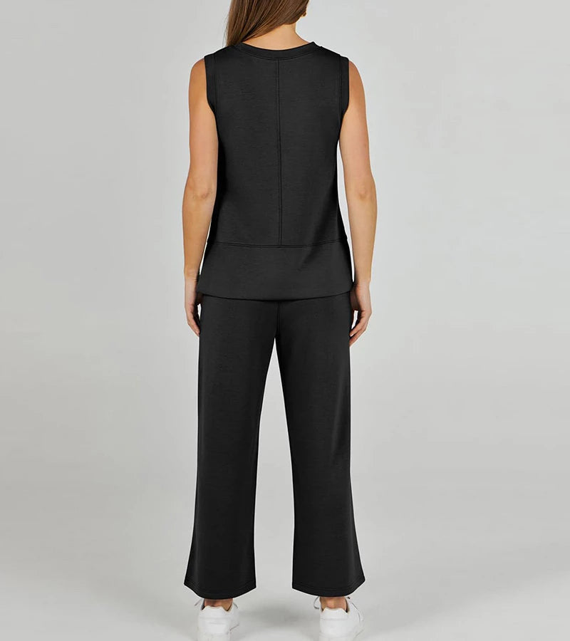 Luna | Completo due pezzi casual senza maniche con scollo rotondo