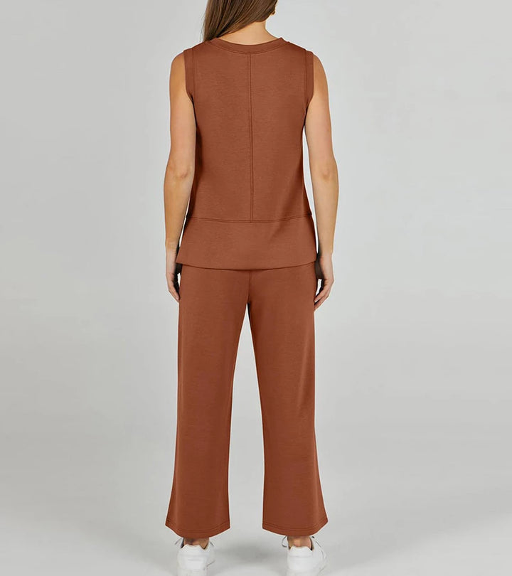 Luna | Completo due pezzi casual senza maniche con scollo rotondo