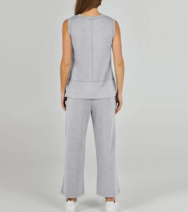 Luna | Completo due pezzi casual senza maniche con scollo rotondo