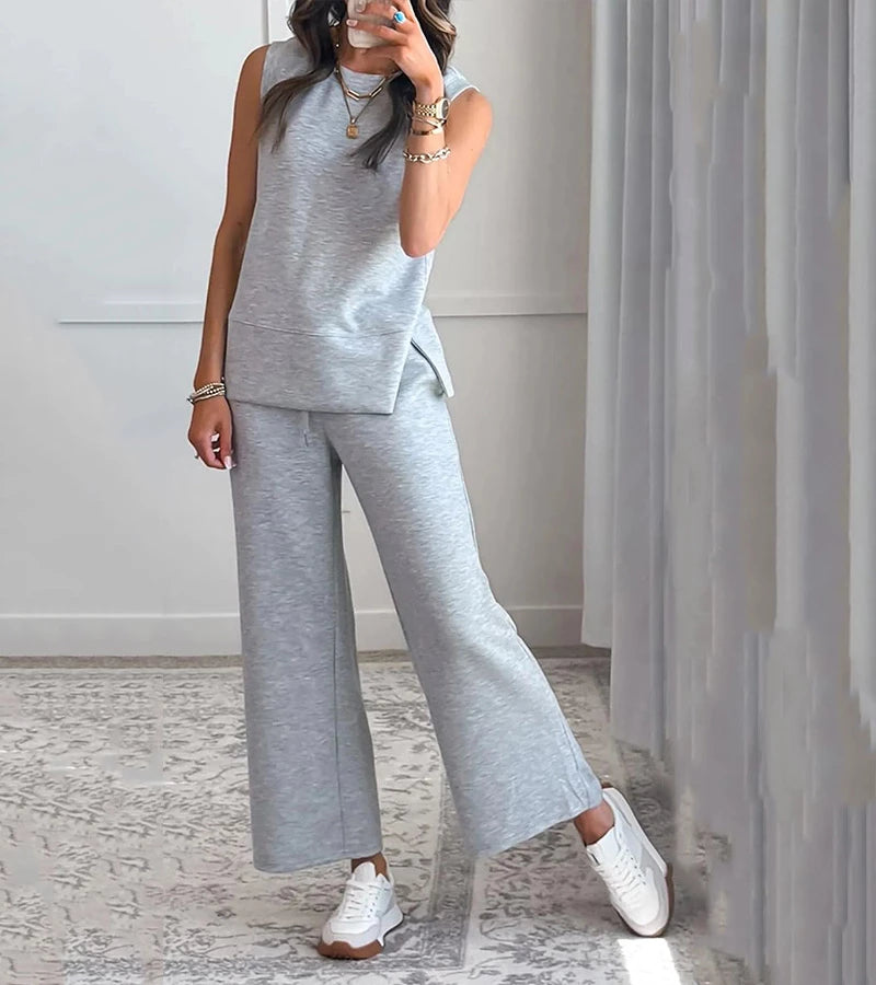 Luna | Completo due pezzi casual senza maniche con scollo rotondo