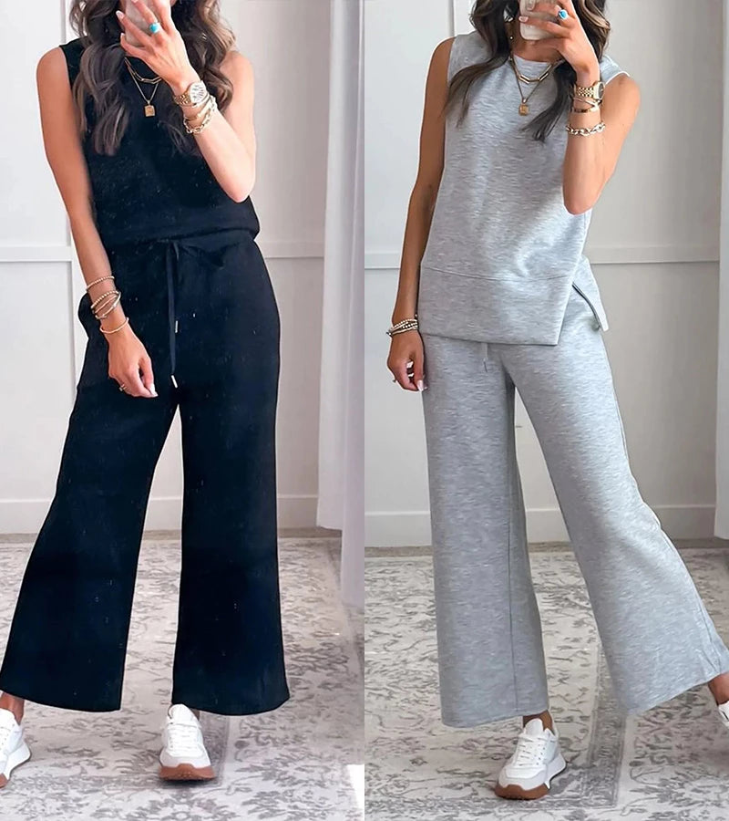 Luna | Completo due pezzi casual senza maniche con scollo rotondo