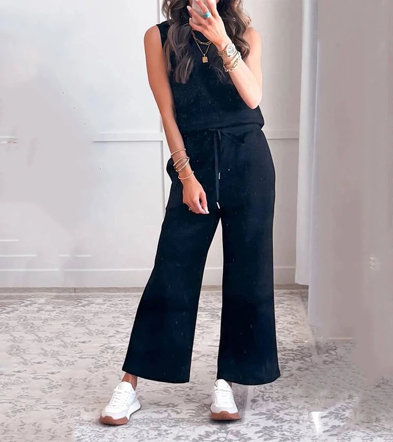 Luna | Completo due pezzi casual senza maniche con scollo rotondo