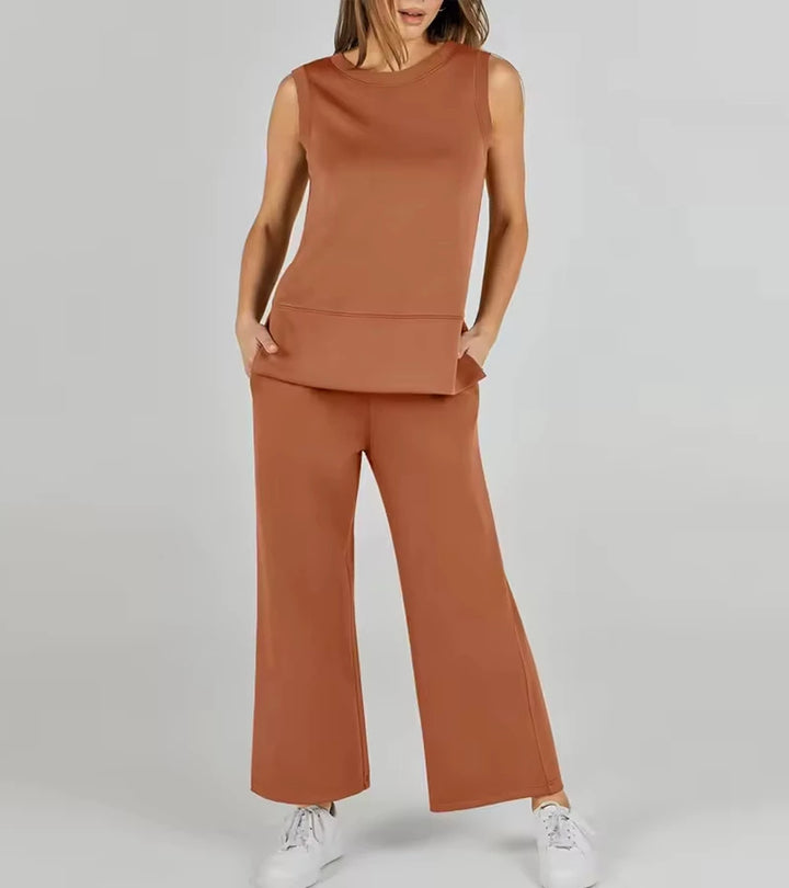 Luna | Completo due pezzi casual senza maniche con scollo rotondo