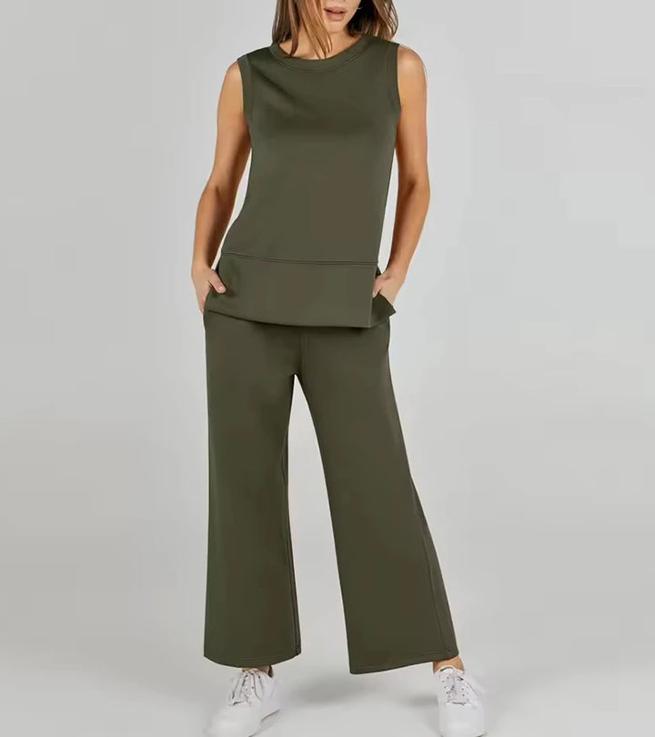 Luna | Completo due pezzi casual senza maniche con scollo rotondo