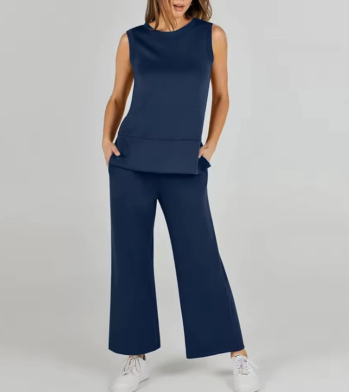 Luna | Completo due pezzi casual senza maniche con scollo rotondo