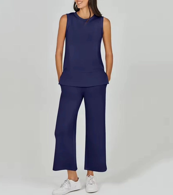 Luna | Completo due pezzi casual senza maniche con scollo rotondo