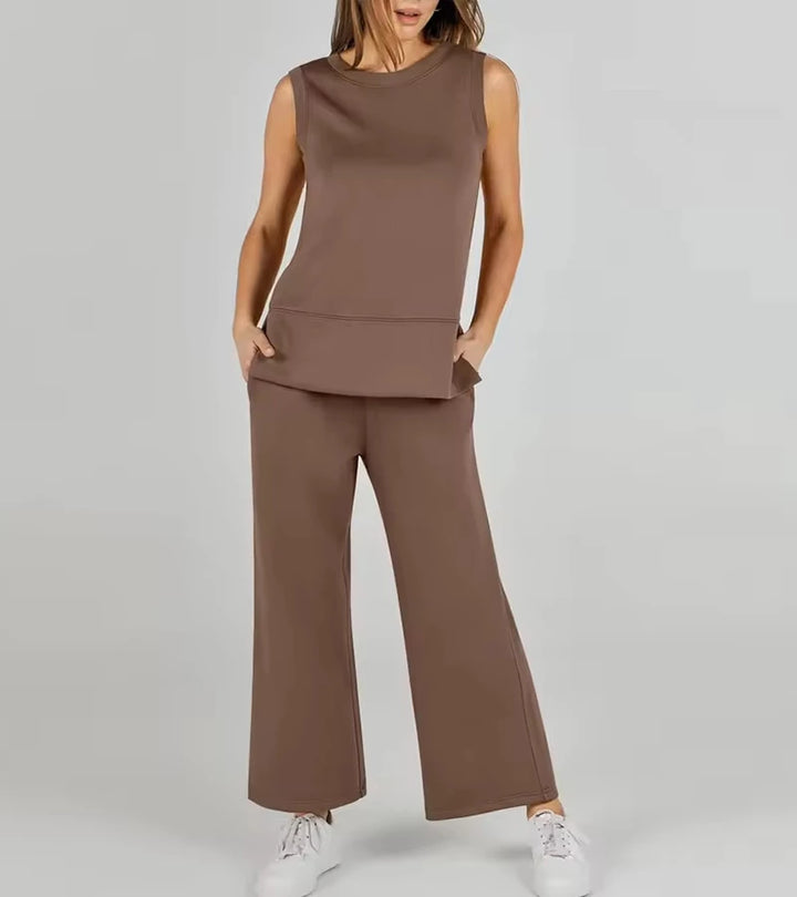 Luna | Completo due pezzi casual senza maniche con scollo rotondo