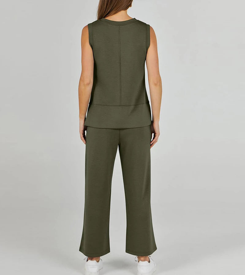 Luna | Completo due pezzi casual senza maniche con scollo rotondo