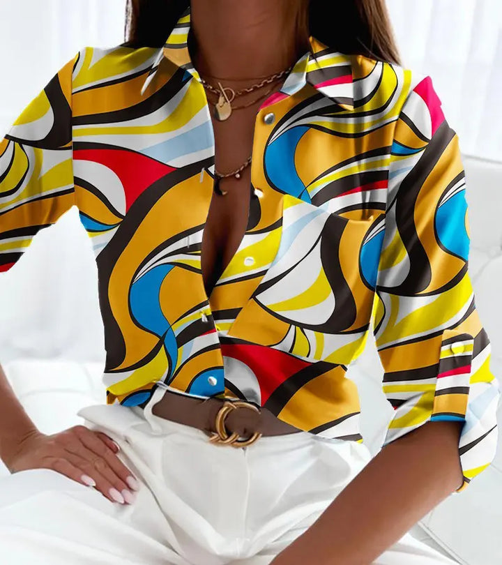 Lidia | Blusa Elegante con Stampa Artistica
