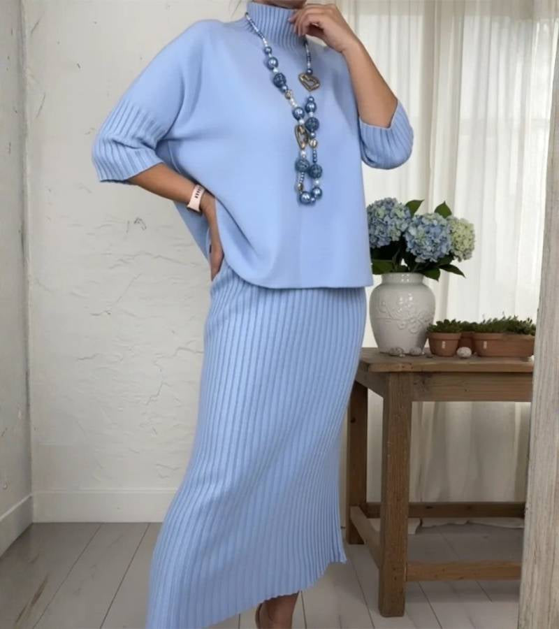 Debora | Completo in Maglia con Gonna a Coste