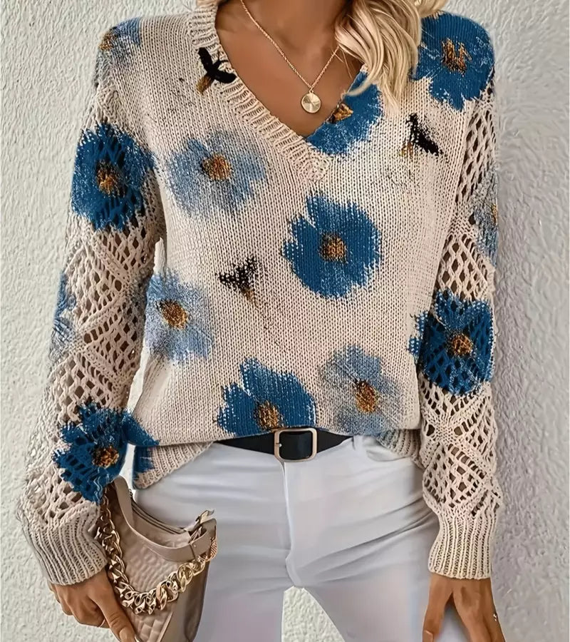 Jacquard | Maglione a Maniche Lunghe traforate