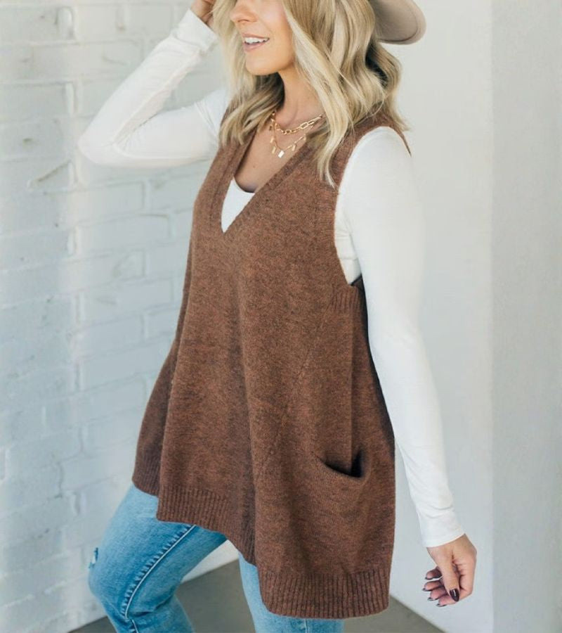 Ola | Gilet in Maglia Con Scollo a V