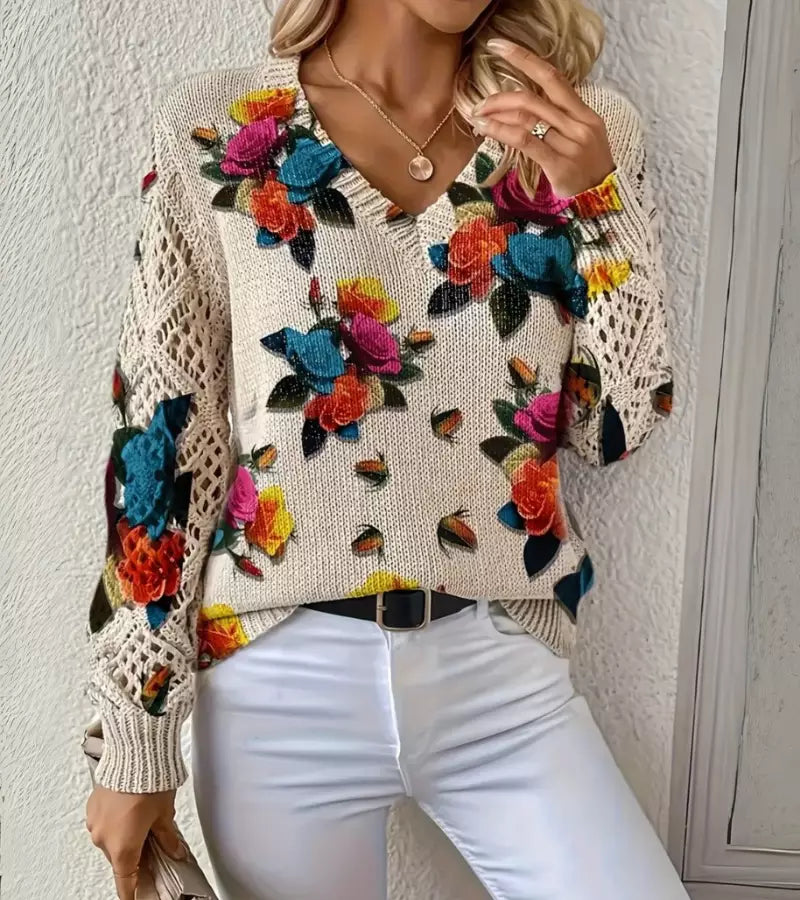 Jacquard | Maglione a Maniche Lunghe traforate