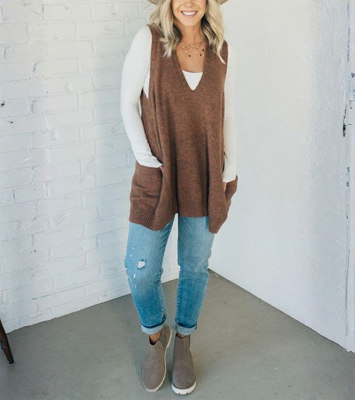 Ola | Gilet in Maglia Con Scollo a V