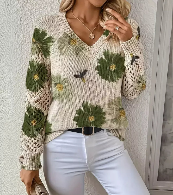 Jacquard | Maglione a Maniche Lunghe traforate