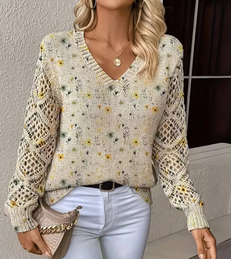 Jacquard | Maglione a Maniche Lunghe traforate