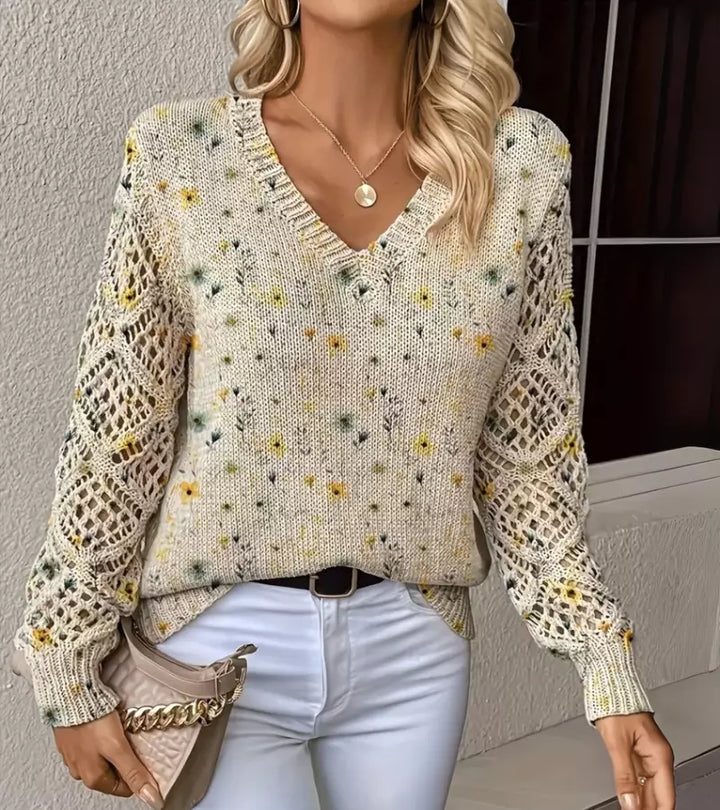 Jacquard | Maglione a Maniche Lunghe traforate