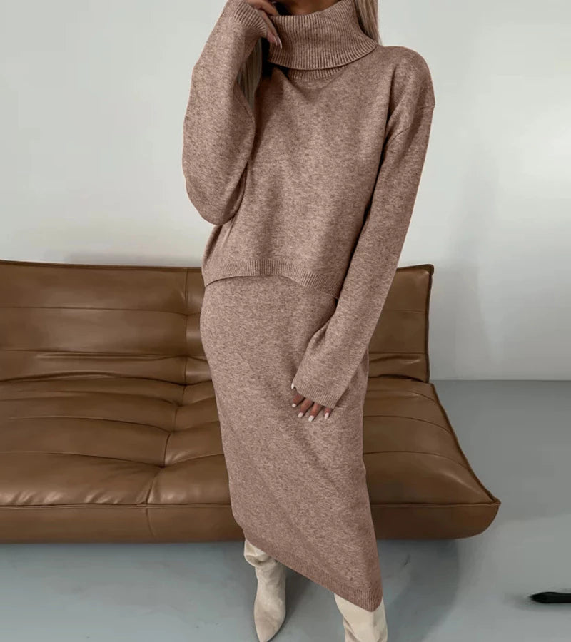 Camille | Completo Abito Midi e Maglione a Collo Alto