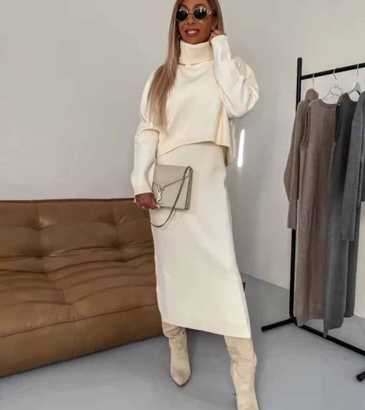 Camille | Completo Abito Midi e Maglione a Collo Alto