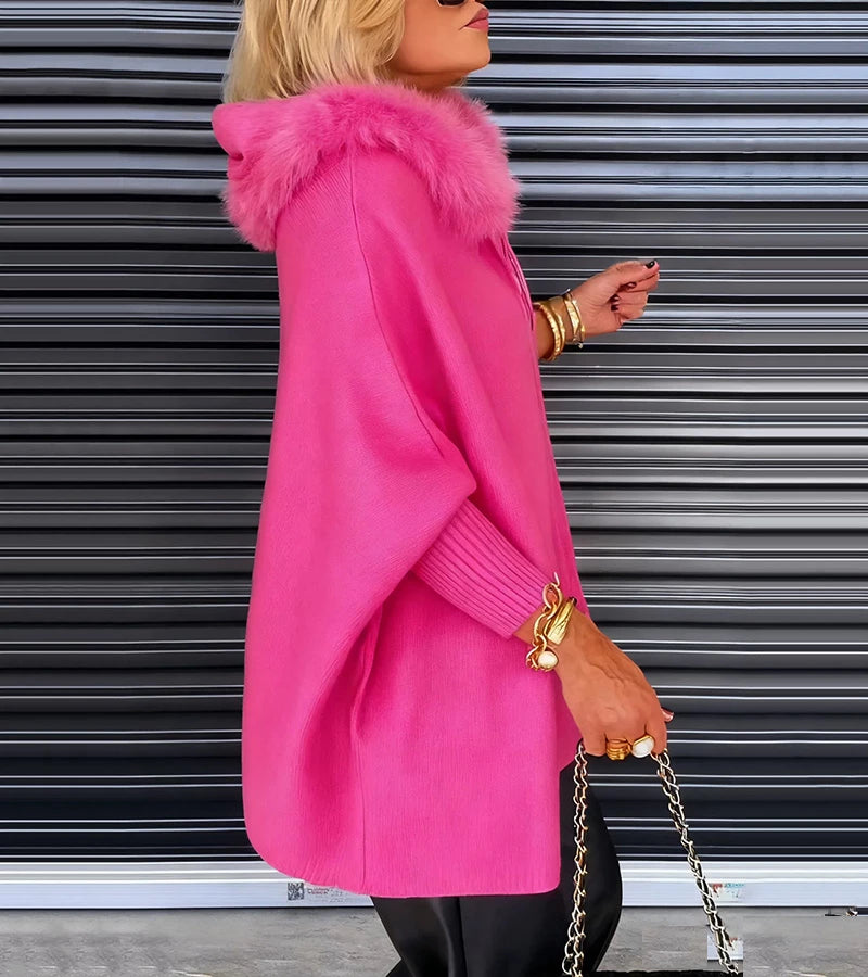 Capella | Cappotto casual da donna con collo in pelliccia