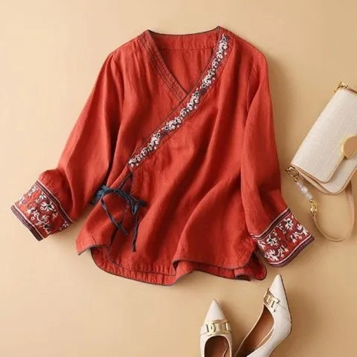 Lily | Camicia in cotone vintage ricamata