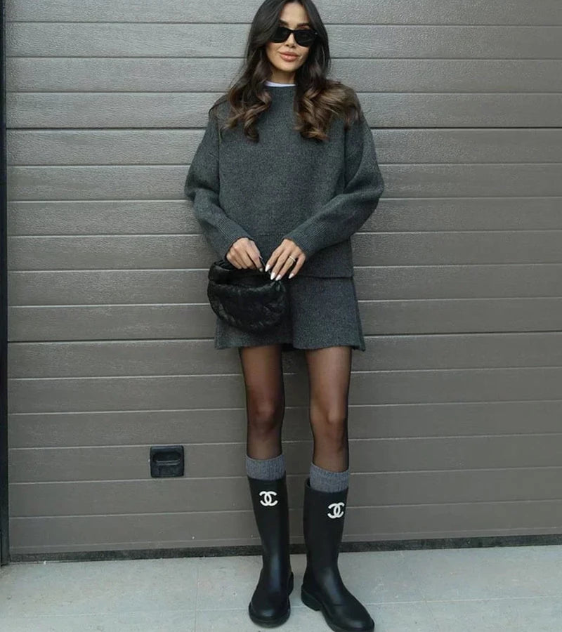 Velara | Set in maglia - pull oversize + minigonna