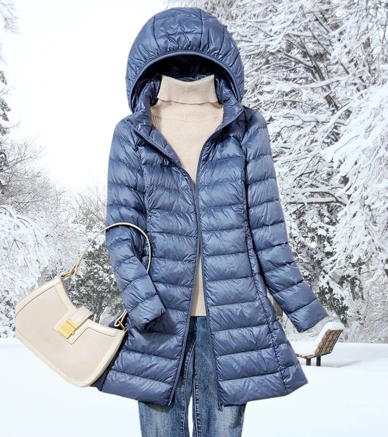 Fatiha™ | Piumino lungo ultraleggero con cappuccio